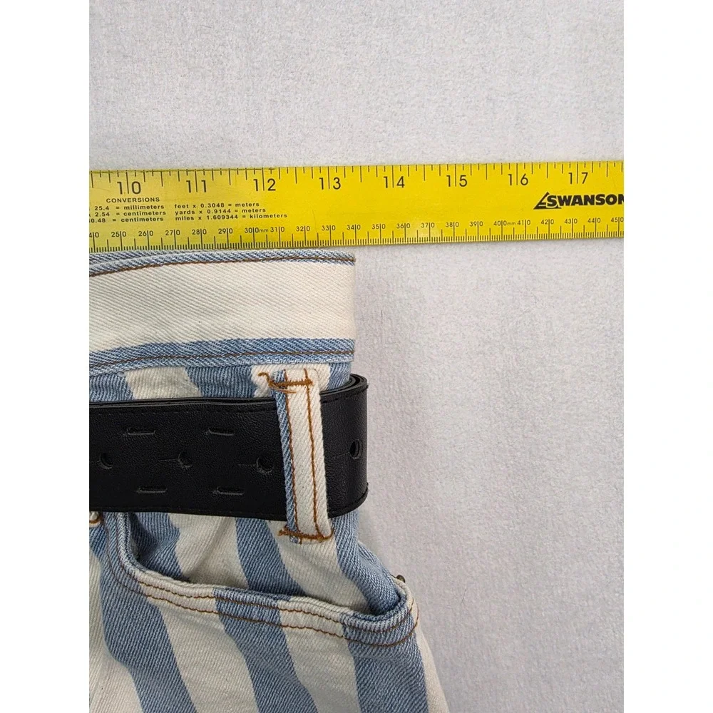 Leta Collections Denim Shorts High Rise Striped 9/10 Blue White 90s Vintage